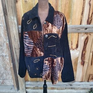 White Stag Chenille Animal Print Blazer Jacket